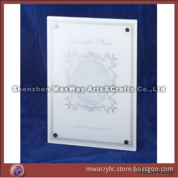 White Square Wall Mounted Acrylic Picture Frame Sign Holder